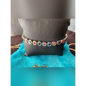 Rustic Cuff Silver Orange & Black OSU Crystal Link Bracelet